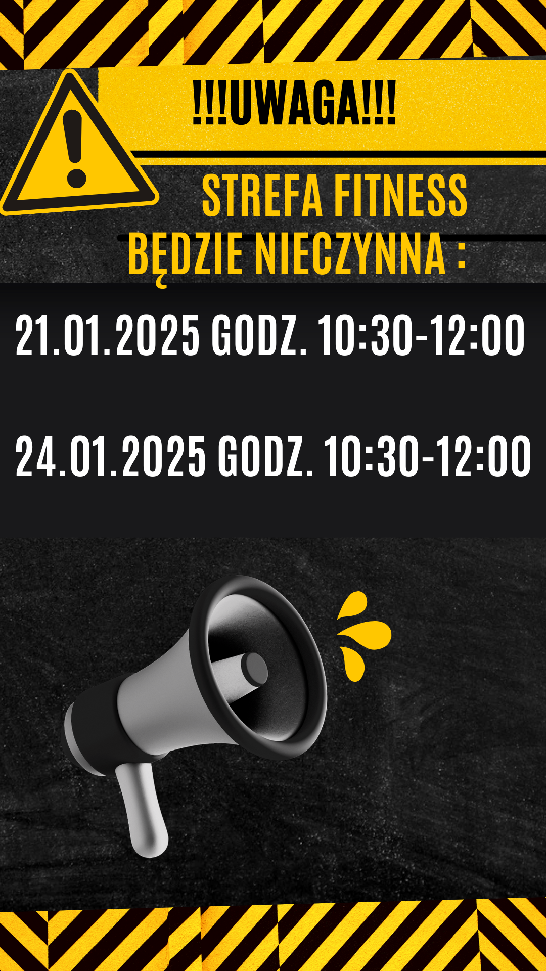 📢 Ważna informacja dla klientów siłowni! 📢